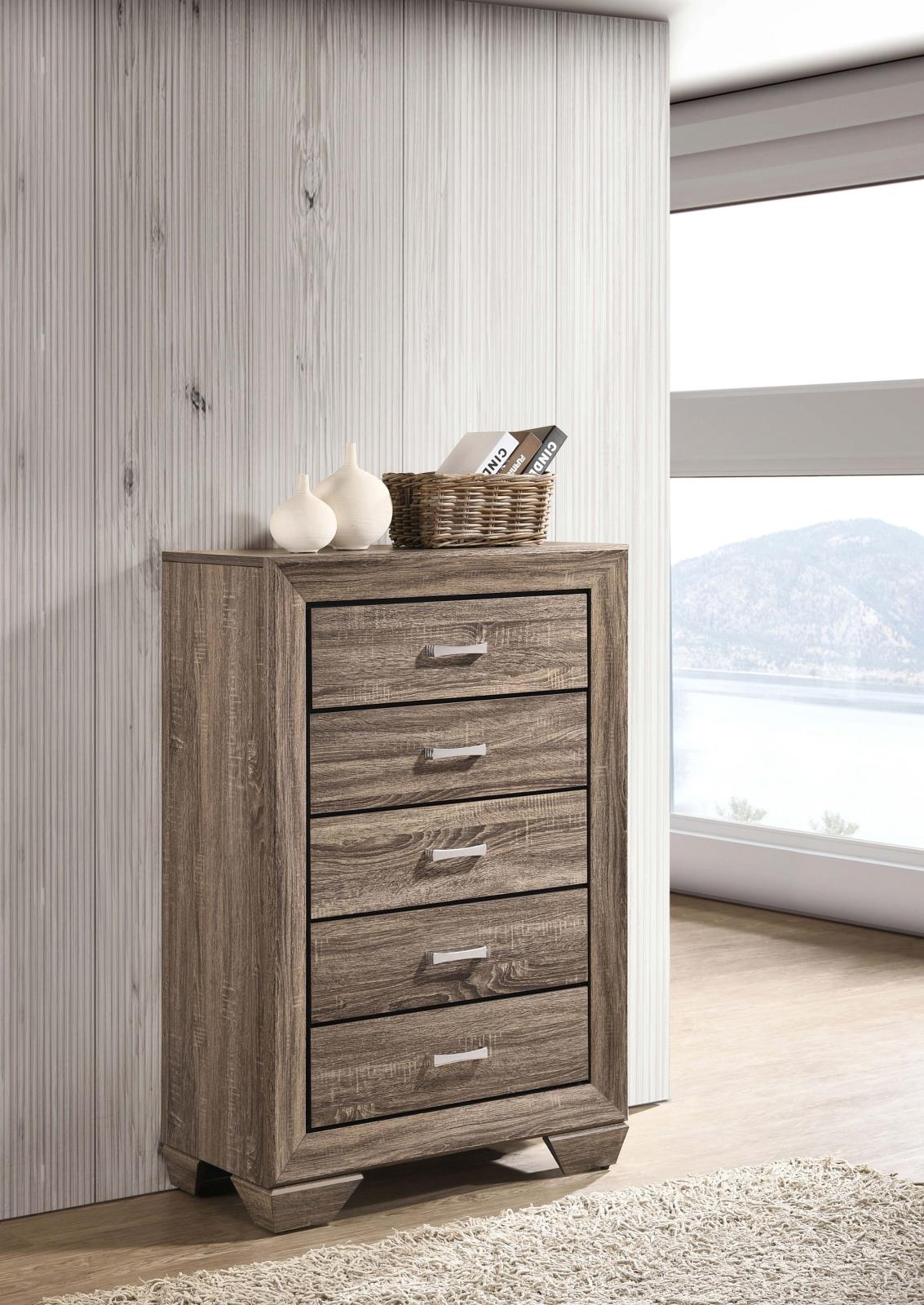 Kauffman Washed Taupe 5-Drawer Chest