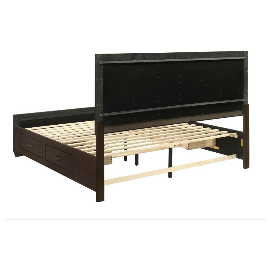 Kauffman Dark Cocoa 5-Piece Storage King Bedroom Set with High Straight Headboard by Coaster at Eve Furniture