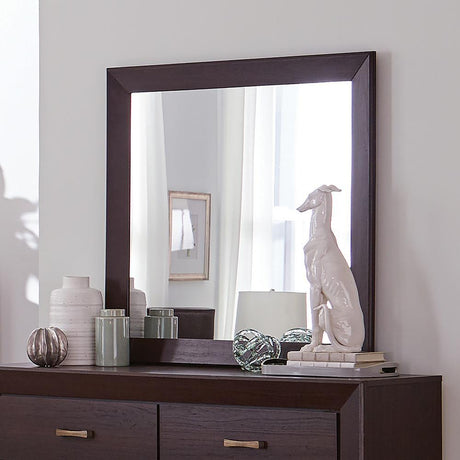 Kauffman Dark Cocoa Rectangular Mirror by Coaster at Eve Furniture