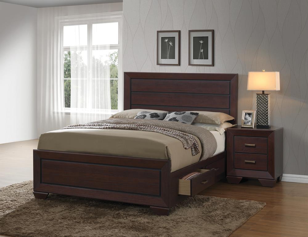 Kauffman Dark Cocoa Storage Platform Bedroom Set