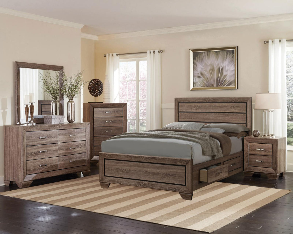 Kauffman 5-Piece Storage Eastern King Bedroom Set with High Straight Headboard