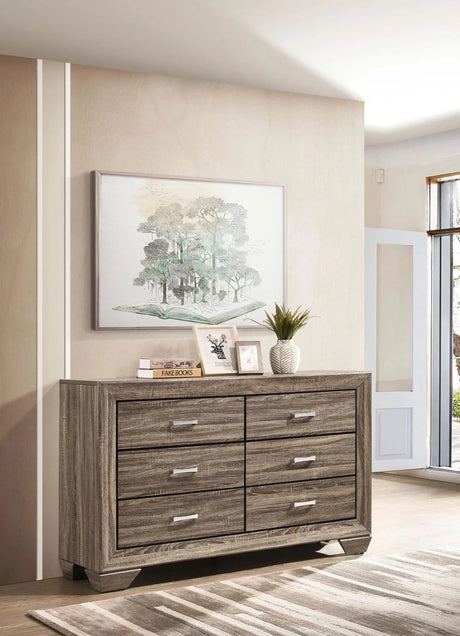 Kauffman Washed Taupe 6-Drawer Dresser by Coaster at Eve Furniture