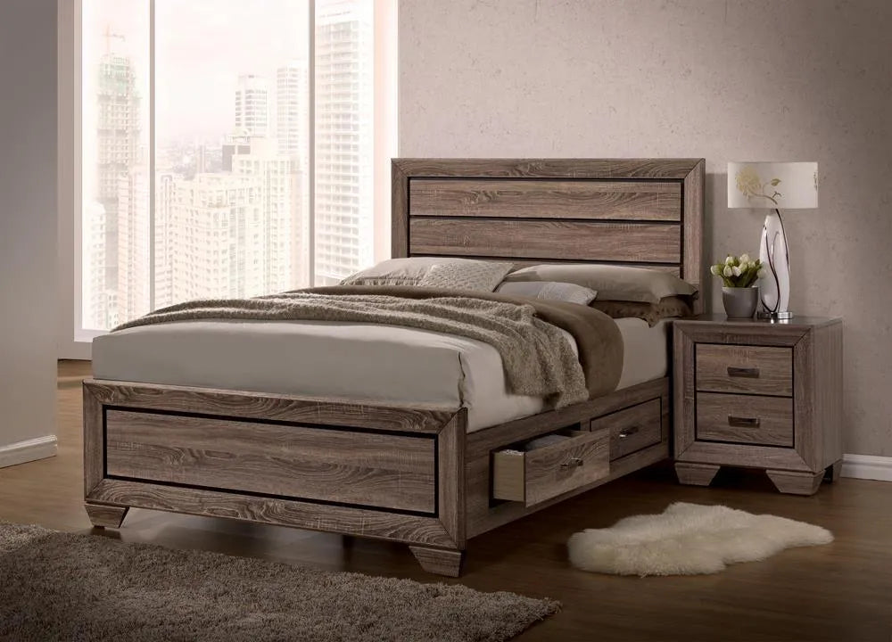 Kauffman Washed Taupe Eastern King Storage Bed by Coaster at Eve Furniture