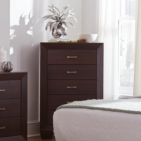 Kauffman Dark Cocoa 5-Drawer Chest by Coaster at Eve Furniture