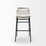 Kavalan 33.5" Total Height Beige Upholstered Seat Gray Metal Frame Counter Stool by Mercana at Eve Furniture