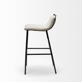 Kavalan 33.5" Total Height Beige Upholstered Seat Gray Metal Frame Counter Stool by Mercana at Eve Furniture