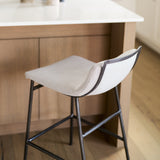 Kavalan 33.5" Total Height Beige Upholstered Seat Gray Metal Frame Counter Stool by Mercana at Eve Furniture