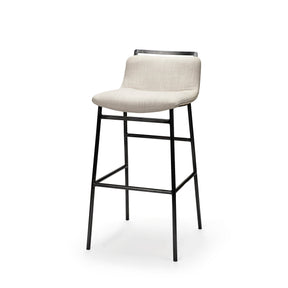 Kavalan 33.5" Total Height Beige Upholstered Seat Gray Metal Frame Counter Stool by Mercana at Eve Furniture