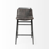 Kavalan 33.5" Total Height Ebony Leather Seat Black Metal Frame Counter Stool by Mercana at Eve Furniture
