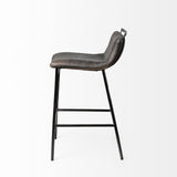 Kavalan 33.5" Total Height Ebony Leather Seat Black Metal Frame Counter Stool by Mercana at Eve Furniture