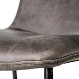 Kavalan 33.5" Total Height Ebony Leather Seat Black Metal Frame Counter Stool by Mercana at Eve Furniture