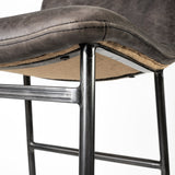 Kavalan 33.5" Total Height Ebony Leather Seat Black Metal Frame Counter Stool by Mercana at Eve Furniture