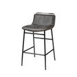 Kavalan 33.5" Total Height Ebony Leather Seat Black Metal Frame Counter Stool by Mercana at Eve Furniture