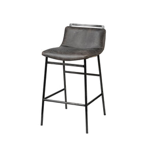 Kavalan 33.5" Total Height Ebony Leather Seat Black Metal Frame Counter Stool by Mercana at Eve Furniture
