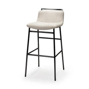 Kavalan 37.5" Total Height Beige Upholstered Seat Gray Metal Frame Bar Stool by Mercana at Eve Furniture