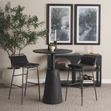 Kavalan 37.5" Total Height Ebony Leather Seat Black Metal Frame Bar Stool by Mercana at Eve Furniture