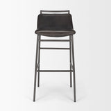 Kavalan 37.5" Total Height Ebony Leather Seat Black Metal Frame Bar Stool by Mercana at Eve Furniture