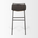Kavalan 37.5" Total Height Ebony Leather Seat Black Metal Frame Bar Stool by Mercana at Eve Furniture