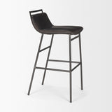 Kavalan 37.5" Total Height Ebony Leather Seat Black Metal Frame Bar Stool by Mercana at Eve Furniture