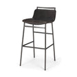 Kavalan 37.5" Total Height Ebony Leather Seat Black Metal Frame Bar Stool by Mercana at Eve Furniture