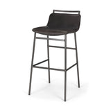 Kavalan 37.5" Total Height Ebony Leather Seat Black Metal Frame Bar Stool by Mercana at Eve Furniture