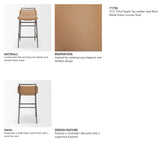 Kavalan Backless 33.5in Seat Counter Stool | Tan Leather w/ Gunmetal by Mercana at Eve Furniture