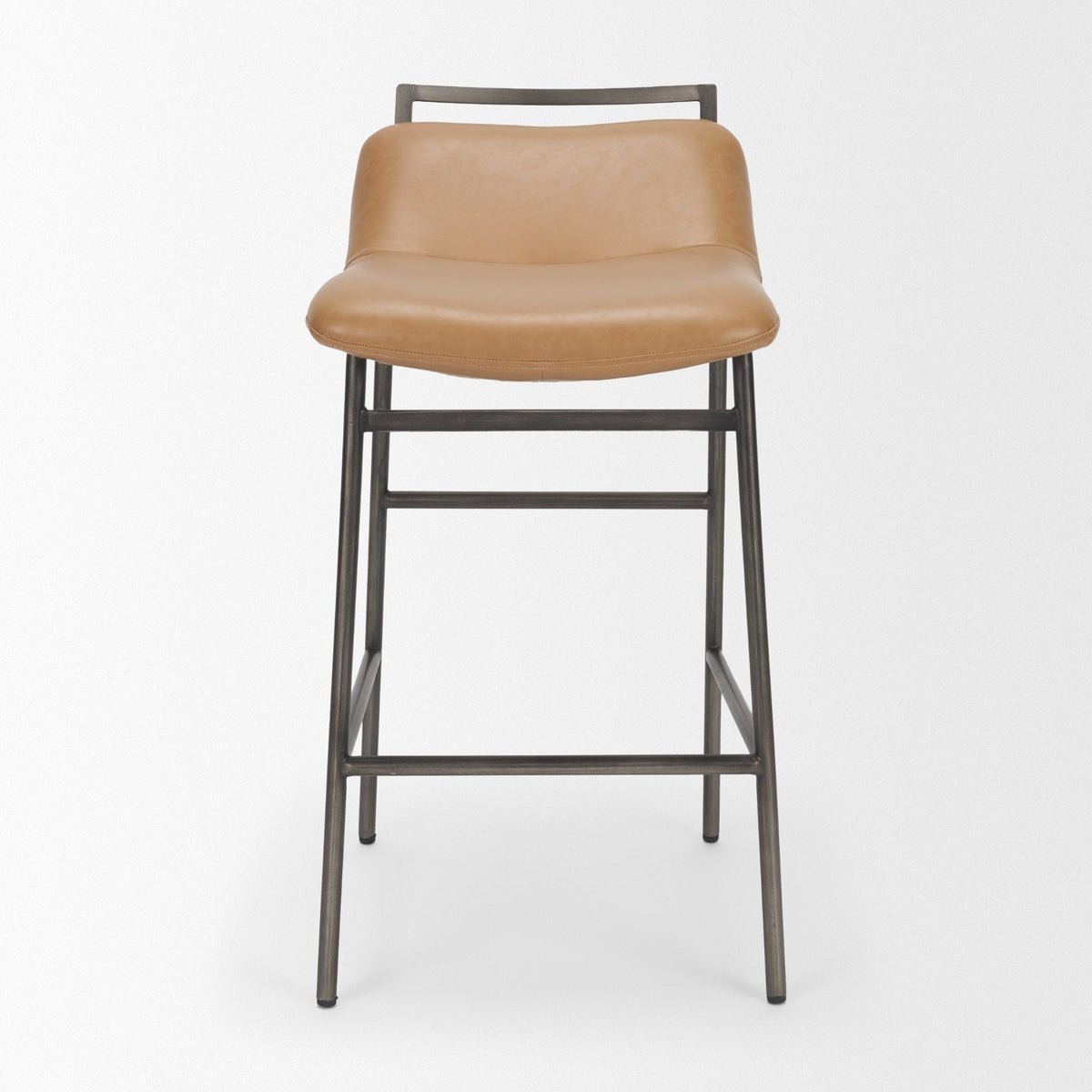 Kavalan Backless 33.5in Seat Counter Stool | Tan Leather w/ Gunmetal by Mercana at Eve Furniture
