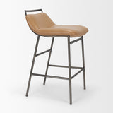 Kavalan Backless 33.5in Seat Counter Stool | Tan Leather w/ Gunmetal by Mercana at Eve Furniture