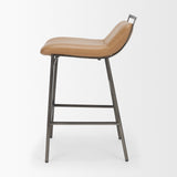 Kavalan Backless 33.5in Seat Counter Stool | Tan Leather w/ Gunmetal by Mercana at Eve Furniture