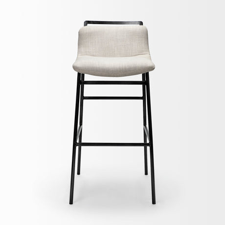Kavalan Beige Upholstered Seat Gray Metal Frame Bar Stool by Mercana at Eve Furniture
