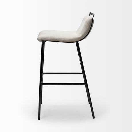 Kavalan Beige Upholstered Seat Gray Metal Frame Bar Stool by Mercana at Eve Furniture