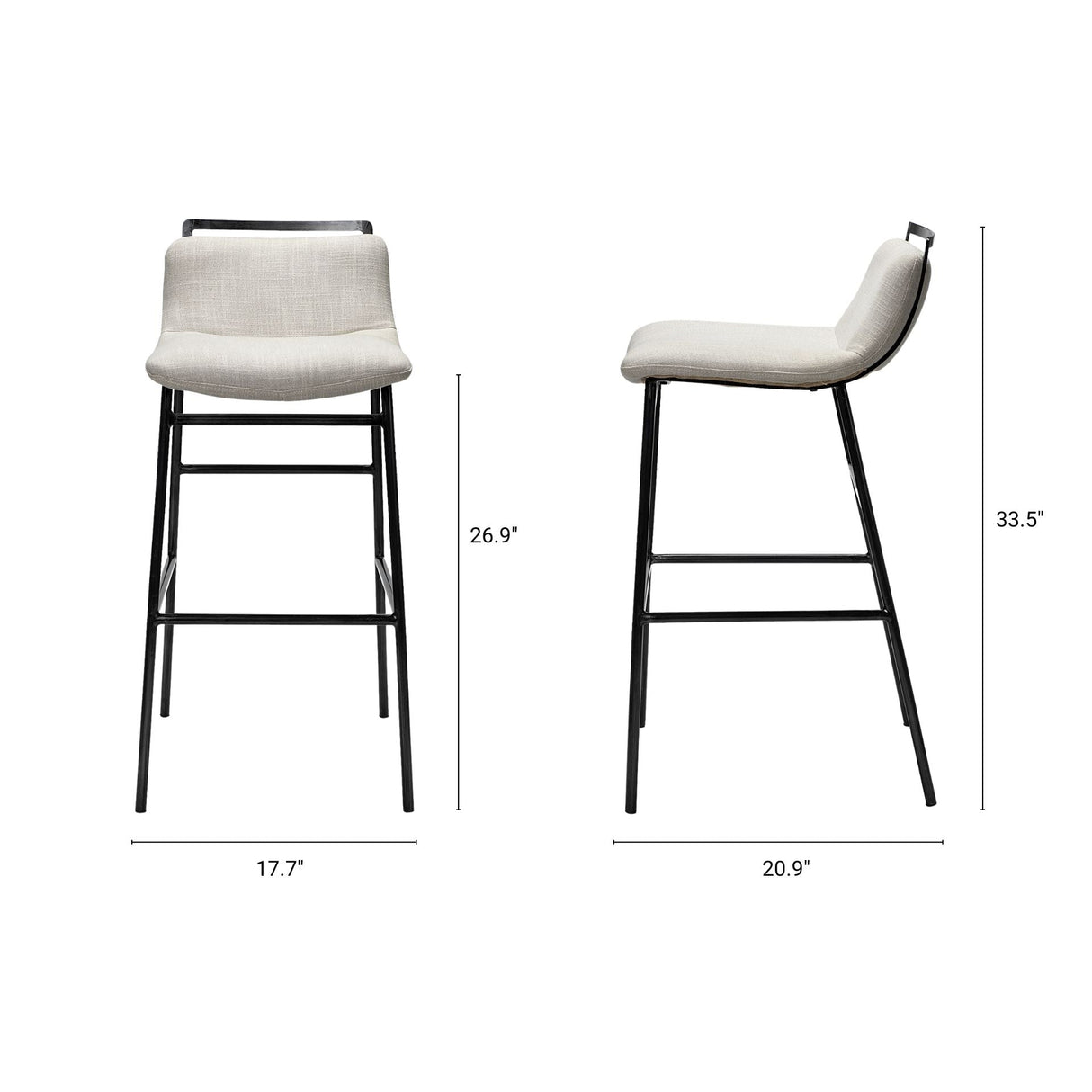 Kavalan Beige Upholstered Seat Gray Metal Frame Counter Stool by Mercana at Eve Furniture