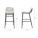 Kavalan Beige Upholstered Seat Gray Metal Frame Counter Stool by Mercana at Eve Furniture