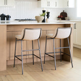 Kavalan Beige Upholstered Seat Gray Metal Frame Counter Stool by Mercana at Eve Furniture