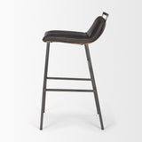 Kavalan Ebony Leather Seat Black Metal Frame Bar Stool by Mercana at Eve Furniture