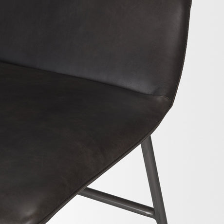 Kavalan Ebony Leather Seat Black Metal Frame Bar Stool by Mercana at Eve Furniture