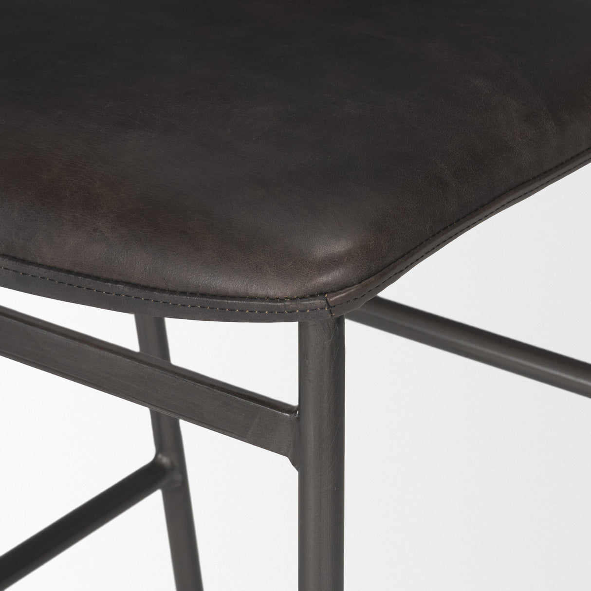 Kavalan Ebony Leather Seat Black Metal Frame Bar Stool by Mercana at Eve Furniture