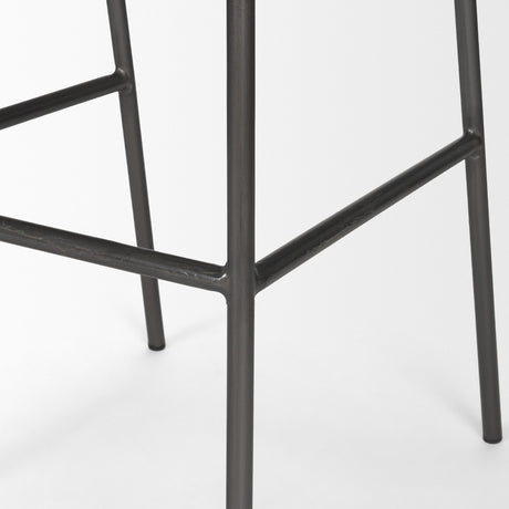 Kavalan Ebony Leather Seat Black Metal Frame Bar Stool by Mercana at Eve Furniture