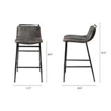 Kavalan Ebony Leather Seat Black Metal Frame Counter Stool by Mercana at Eve Furniture