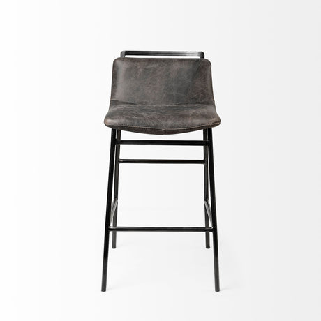 Kavalan Ebony Leather Seat Black Metal Frame Counter Stool by Mercana at Eve Furniture