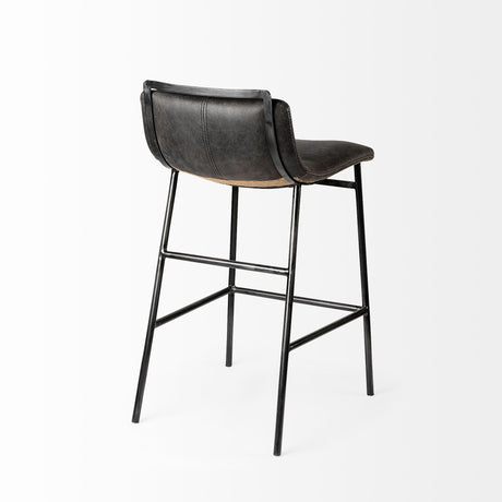 Kavalan Ebony Leather Seat Black Metal Frame Counter Stool by Mercana at Eve Furniture