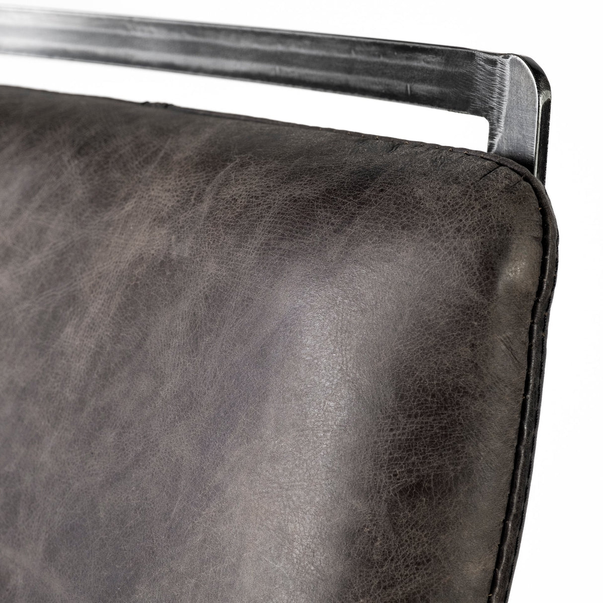 Kavalan Ebony Leather Seat Black Metal Frame Counter Stool by Mercana at Eve Furniture