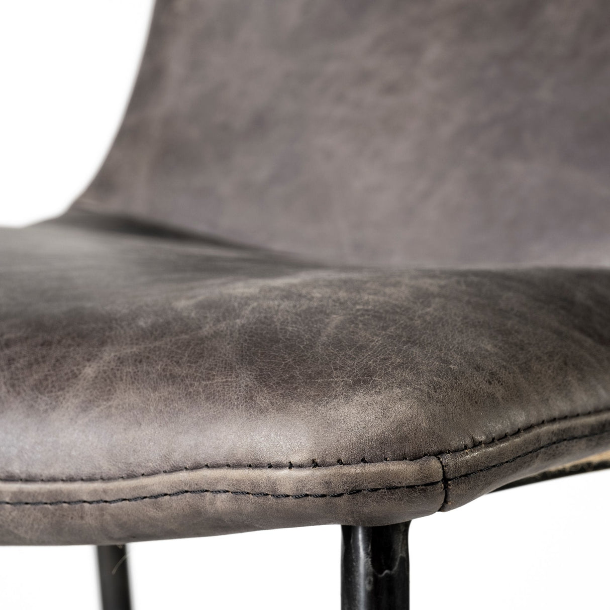 Kavalan Ebony Leather Seat Black Metal Frame Counter Stool by Mercana at Eve Furniture
