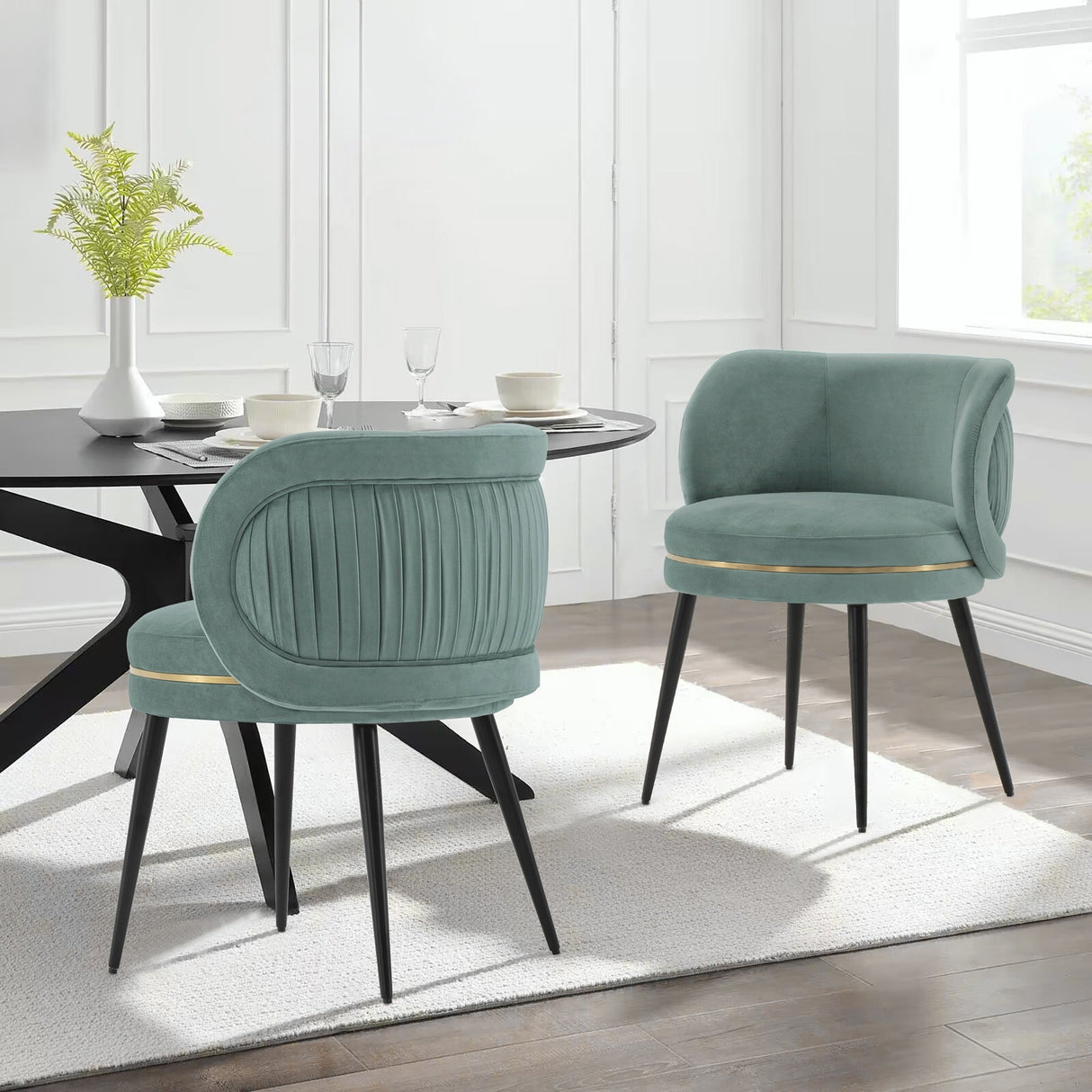 Kaya Dining Chair in Mint Green (set of 2) by Manhattan Comfort at Eve Furniture