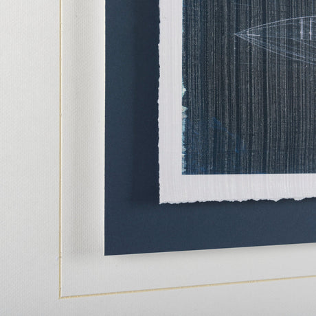 Kayak Blueprint by Dayna a Hand Embellished Textured Framed Art Print Matted under Glass by Mercana at Eve Furniture