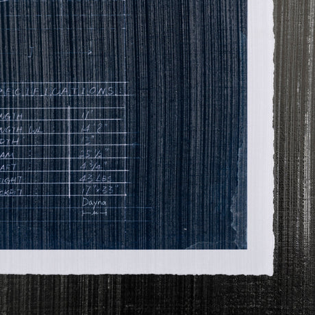 Kayak Blueprint by Dayna a Hand Embellished Textured Framed Art Print Matted under Glass by Mercana at Eve Furniture