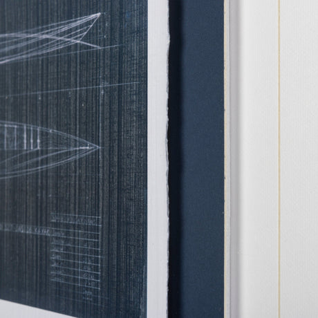 Kayak Blueprint by Dayna a Hand Embellished Textured Framed Art Print Matted under Glass by Mercana at Eve Furniture