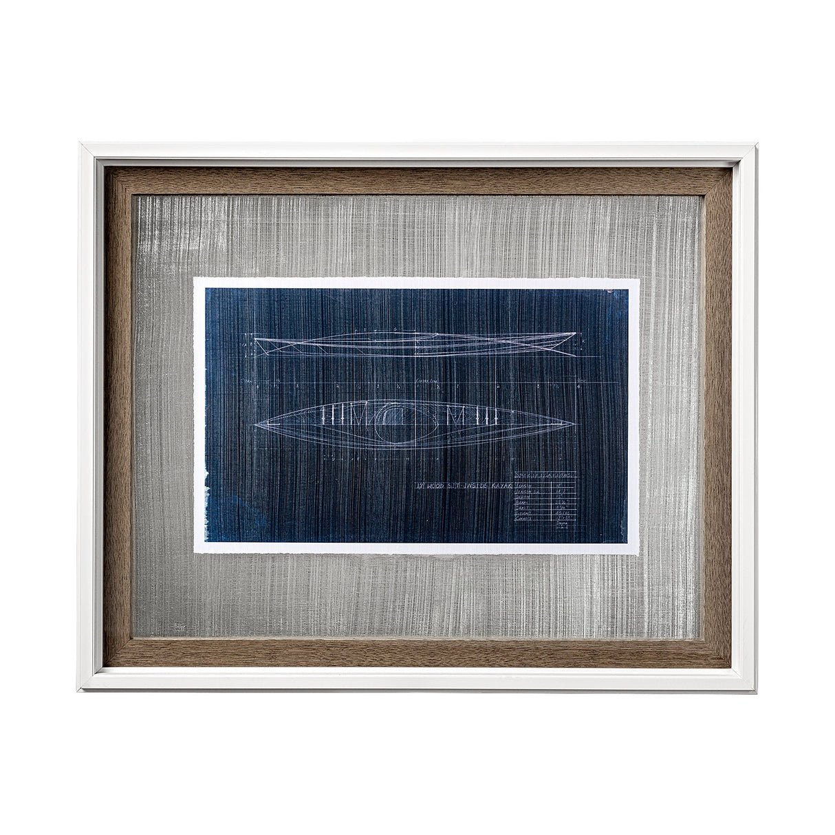 Kayak Blueprint by Dayna a Hand Embellished Textured Framed Art Print Matted under Glass by Mercana at Eve Furniture