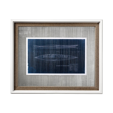 Kayak Blueprint by Dayna a Hand Embellished Textured Framed Art Print Matted under Glass by Mercana at Eve Furniture