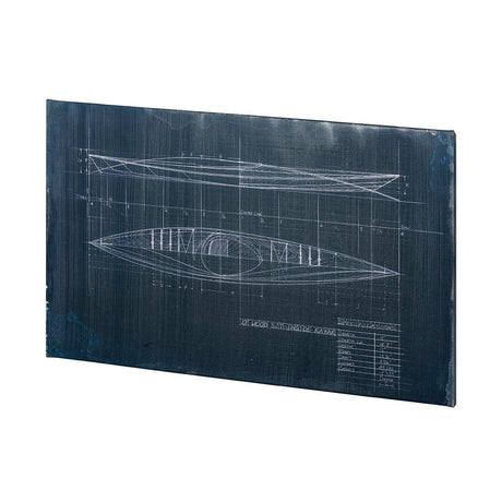 Kayak Blueprint by Fiona H a Hand Embellished Textured Canvas by Mercana at Eve Furniture